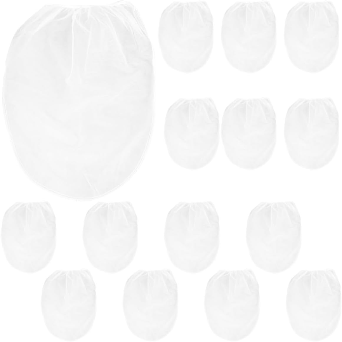 15pcs White Nylon Paint Filter Bags with Elastic Opening, Fine Mesh