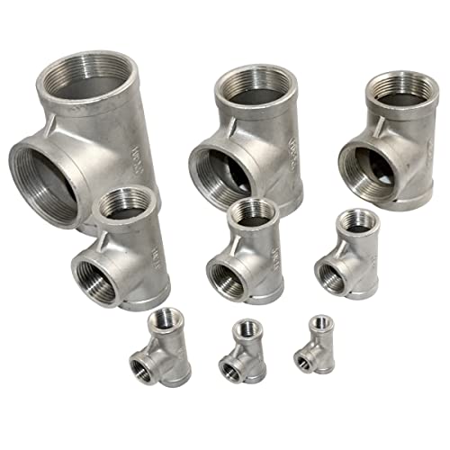 Megairon Stainless Steel 304 Npt Female Thread Pipe Fitting Adapter,3/4" 3 Way T Shaped Equal Tee Connector Coupling #TOP3