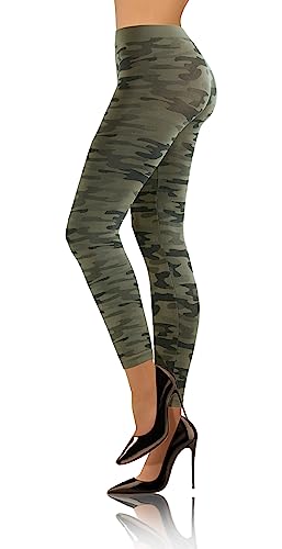 sesto senso Leggings Camouflage sans Couture Microfibre pour Femme Pantalon Fitness Long Pantalon Sport Yoga S/M Kaki