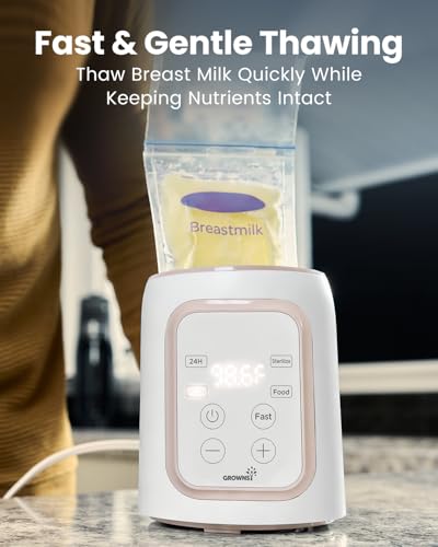 Image of Grownsy Bottle Warmer, 8-in-1 Fast Baby Bottle Warmer for Breastmilk or Formula, Smart Temperature Control and Automatic Shut-Off, Baby Essentials for Newborn-Blush