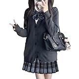 [KALAOK] スクールセーター 女子 学生 制服 チェックスカート 学園祭 文化祭 パーティー ハロウィン 仮装 遊園地 darkblue L