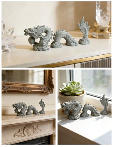 Estatua dragón chino feng shui decoración hogar oficina miniatura 4