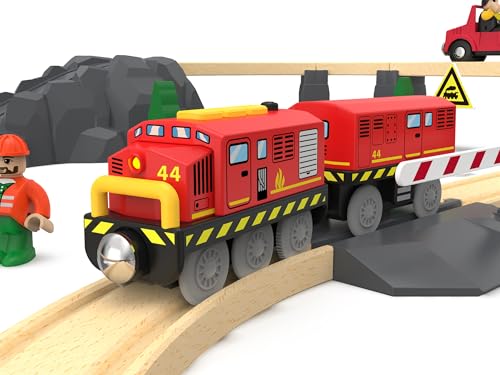 Train Toys Battery Operated Locomotive Train for Wooden Track, Motorized Train for Toddlers with Magnetic Connection, Compatible with Thomas, Brio, Chuggington, Melissa and Doug - Image 2