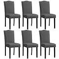 Yaheetech Set 6 Sedie da Pranzo Imbottite Tessuto Classiche Eleganti Gambe in Legno Massello per Cucina Soggiorno Portata 136 KG Grigio Scuro/6 Pezzi