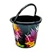 Produktbild 10 Liter Eimer schwarz/Bunte Ttribal Blumen mit Skala und Ausgießer