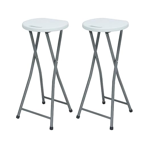 7H SEVEN HOUSE Pack 2 Taburetes Plegables Alto Blanco 30x76cm 7house