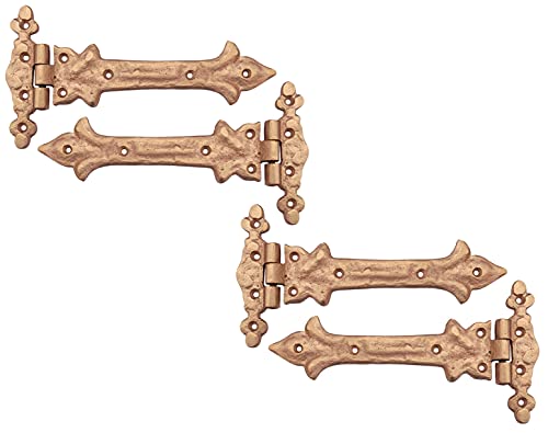 Image of Adonai Hardware Adonijah Antique Cast Iron Strap T Hinge (7.9 inch x 4 Pack, Copper Finish) for Barn Doors, Gates, Kitchen Cabinets, Sheds, Wooden Box, Furniture, Cedar Chest and Trunks