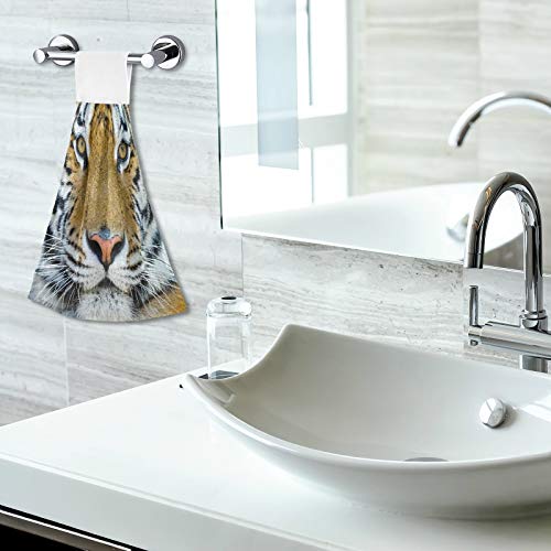 Oarencol Tiger Animal Print Kitchen Hand Towel Absorbent Hanging Tie Towels With Loop For Bathroom 2 Pcs #TOP5