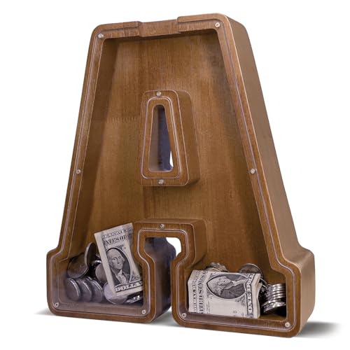 JOOMLAFLY Wooden Letter Piggy Bank for Kids Larger Letter Piggy Bank for Boys and Girls Personalized Piggy Bank Initial Coin Bank Wood Kids Money Bank for Birthday and Festival by JOOMLAFLY - Used condition - US$27.53