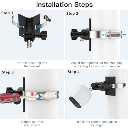 Augstci No-Drill Outdoor Security Camera Pole Mount, Universal Pole Mounting Compatible with Ring, Eufy, Wyze, Arlo, Google Nest, Cameras, and More