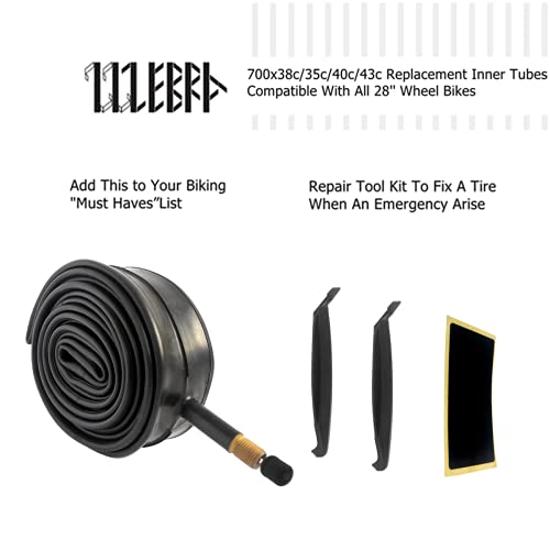 700X38C Bike Inner Tube/32C/40C/43C/700 X 35C Bike Tube 2 Pack With A 2 Bike Tube Levers, A 2.1"X1.4" Self-Adhesive Patch. Premium Bike Tube 700 Bmx Bikes Tube Schrader Valve. #TOP3