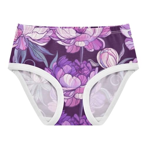 Cotton Girls Underwear Toddlers Large Flowers Purple Little Girl Panties Florals Briefs Girls Undies 2t