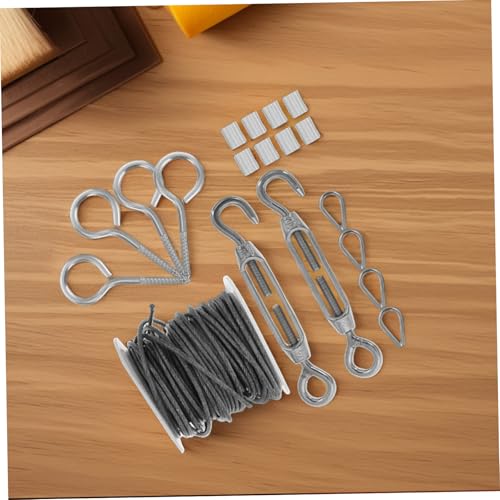 Kit de 23 piezas de cable de acero inoxidable para tensores para luces de cadena, accesorio para colgar en jardín al aire libre miniatura 5