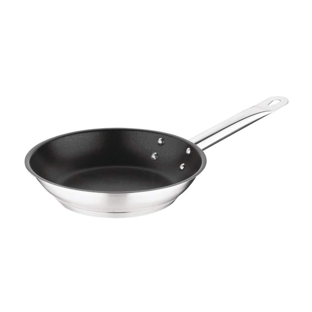 Vogue Frypan Teflon Platinum Plus Non Stick Coating St/St - 200mm 7 3/4", Silver, 200mm x 45mm