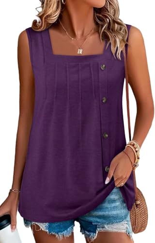 KISSMODA Womens Boho Tops for Summer Sleeveless Tanks Loose Fit Casual Blouse Daily Shirts for Leggings (S-3XL)
