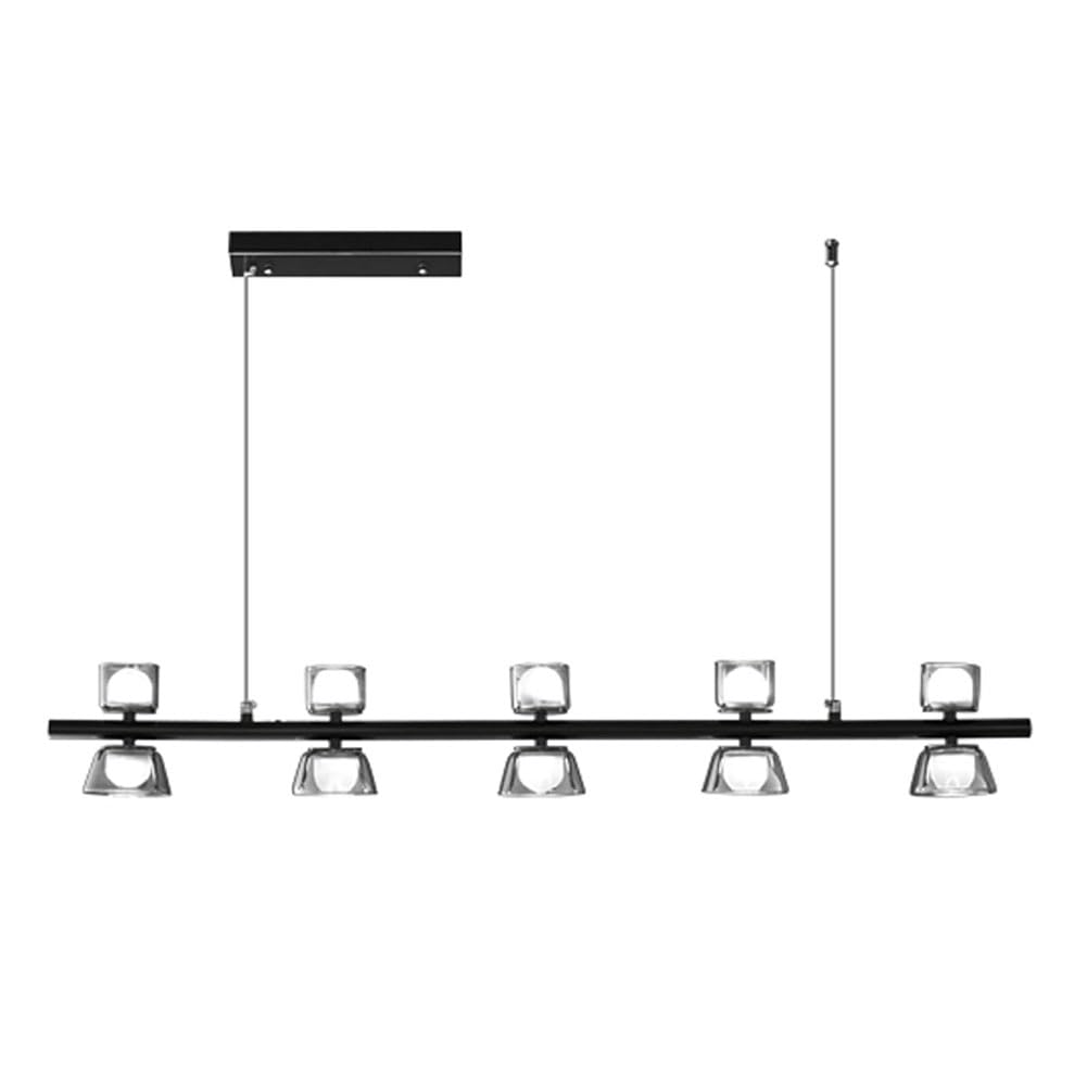 KXEcoLife LED Scandinavian glass long chandelier, minimalist light luxury all-brass chandelier for living room dining bedroom lamps and lanterns,Black,100cm