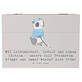 Mr. & Mrs. Panda 22 x 15 cm Holzkiste Golf Trainerin Leidenschaft - Geschenk, Schatulle, Erinnerungsbox, Golf Enthusiastin, Golf-Coach, Geschenkdose,