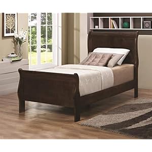 Coaster home furnishings louis philippe traditional bedroom wooden twin size sleigh bed frame 47 inch panel headboard cappuccino brown 202411t  urban country home decor