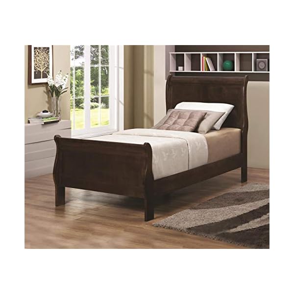 Coaster home furnishings louis philippe traditional bedroom wooden twin size sleigh bed frame 47 inch panel headboard cappuccino brown 202411t  urban country home decor