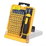 Magnetisches 33-in-1-Schraubendreher-Set für Handy-Reparaturen und Wartung von Kleingeräten mit spitzer Pinzette (Gelb)