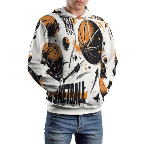 Sweat à capuche imprimé graffiti avec illustration de basket-ball - 6