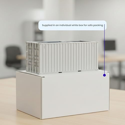 Image of Shipping Container Pen Stand, Container Style Desk Organizer Pen Stand for Office Table Shipping Company (White)