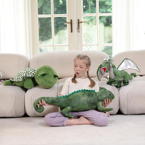 Image of Giant Lizard Stuffed Animal, 31.5 Inch Green Iguana Plush Pillow