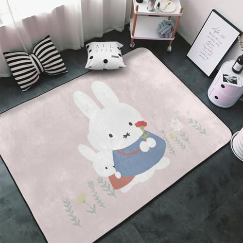 カーペット ミッフィー ラグ ラグマット 150×100cm おしゃれ 滑り止め 絨毯 じゅうたん 洗える 室内リビングマット 寝室 居間用 家庭用 オフィス用