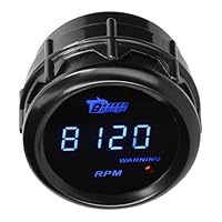 LKRXW Auto Drehzahlmesser 2Zoll 52mm Drehzahlmesser Messgerät 12V Blau Licht Tachometer Messgerät Kfz Digitale Tacho Meter Anzeige Geschwindigkeitsmesser 0-9999 RPM