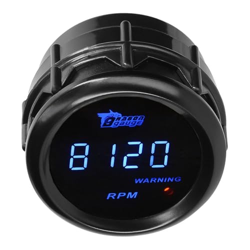 LKRXW Auto Drehzahlmesser 2Zoll 52mm Drehzahlmesser Messgerät 12V Blau Licht Tachometer Messgerät Kfz Digitale Tacho Meter Anzeige Geschwindigkeitsmesser 0-9999 RPM