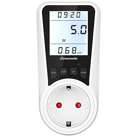 DEWENWILS Stromzähler für Steckdose, Strommessgerät, Energiekostenmessgerät für Heizlüfter, Stromverbrauch Messgerät mit LCD Bildschirm Hintergrundbeleuchtung für thermal heater, Überlastschutz Cover