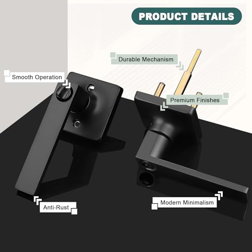 Image of GOBEKOR Keyed Alike Entry Door Handles with Lock and Keys, Matte Black Entry Door Lock Sets for Exterior & Interior Doors, Reversible Door Levers for Office & Home, 3 Pack