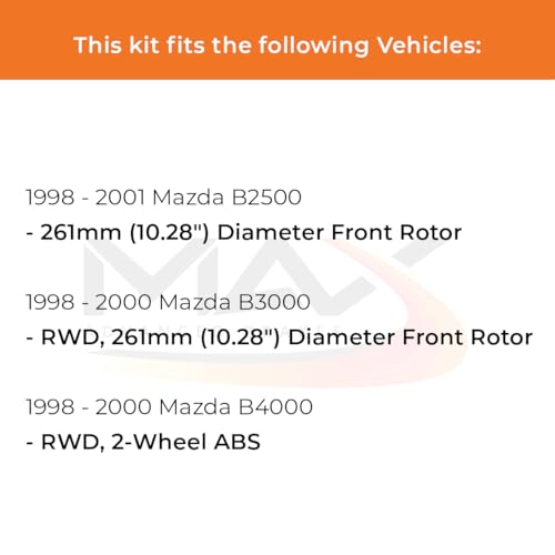 Image of Max Advanced Brakes Front Brake Kit Compatible With 1998 1999 2000 2001 Mazda B2500 B3000 B4000 w /10.28 inch Fr Rotor RWD Replacement Premium OE Disc Brake Rotors and Ceramic Brake Pads