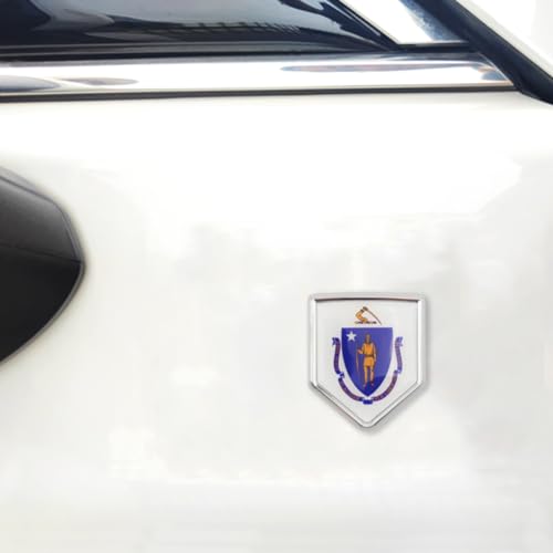 Calcomanías de bandera de Massachusetts Overdecor y emblema cromado para parachoques de coche de 2 piezas 4