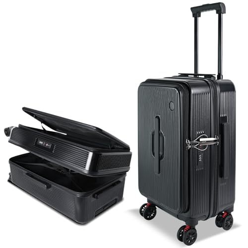Maegragn Carry on Luggage Airline Approved Hardshell PC Carry on Suitcases with Wheels Top and Middle Dual Openings Design Carry-on Luggage for Travel with TSA Lock and Multi-Handle