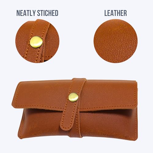 Image of Personalized Leather Goggle Cover | Custom Name | Unisex Faux Leather Eyewear Case with Button Closure | Travel-Friendly & Durable Sunglasses Holder for Men & Women