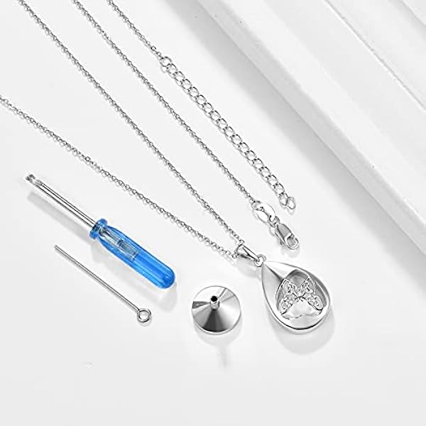 TANGPOET Collar de cenizas de plata de ley 925 para cenizas, joyería conmemorativa de cremación para cenizas, collar con colgante de recuerdo para mamá, papá, mujeres, hombres, mascotas con kit de