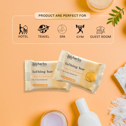 Image of 15g Soap, (Pack-50) Orange & Lemongrass Hotel Toiletries Soap, Travel Soap, Guest Room Amenities Soap, Hospitality Kit, Small Soap, Marriage Hall, Mini Size Soap