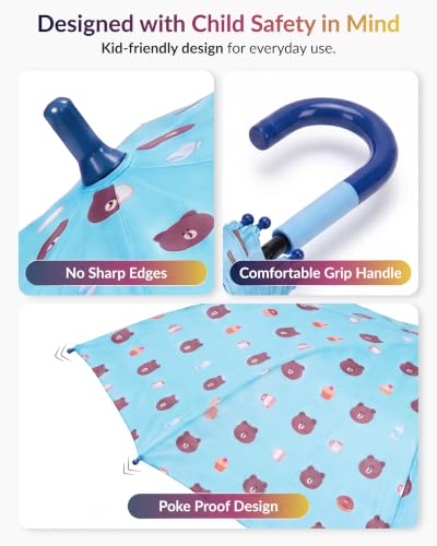 Image of Destinio Umbrella for Kids; Stylish & Cute, Child Safe, 100% Waterproof; Kids Umbrella for Girls, Boys and Baby
