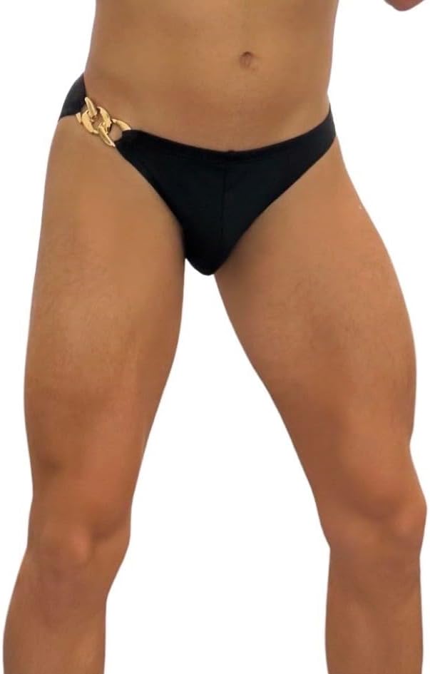 Gold Chain Men’s Briefs, Swimwear, Durable and Comfortable for Any Type of Activity! 4 Different Solid Colors! (as1, Alpha, s, l, Regular, Regular, Standard, Black)