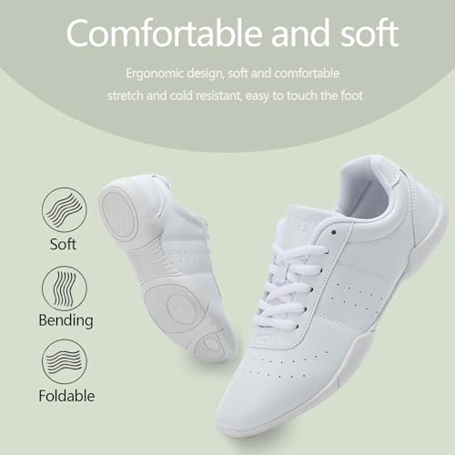 White Cheer Shoes Girls Dance Athletic Women Gymnastic Training Tennis Competition Sneakers Flexible Leather Cheerleading Tumbling Kid Youth Adult3