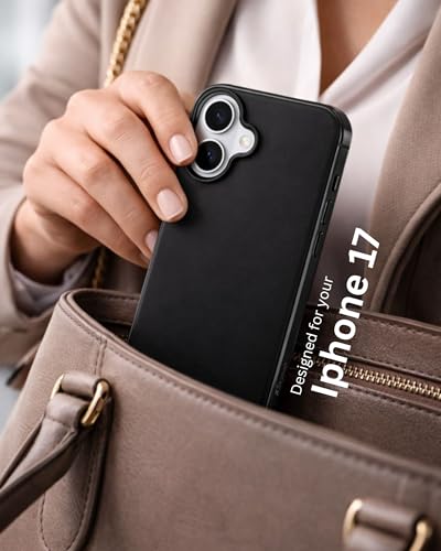Image of SkynUp Linea Premium Leather Back Cover Case for iPhone 17 | MagSafe Compatible | Black
