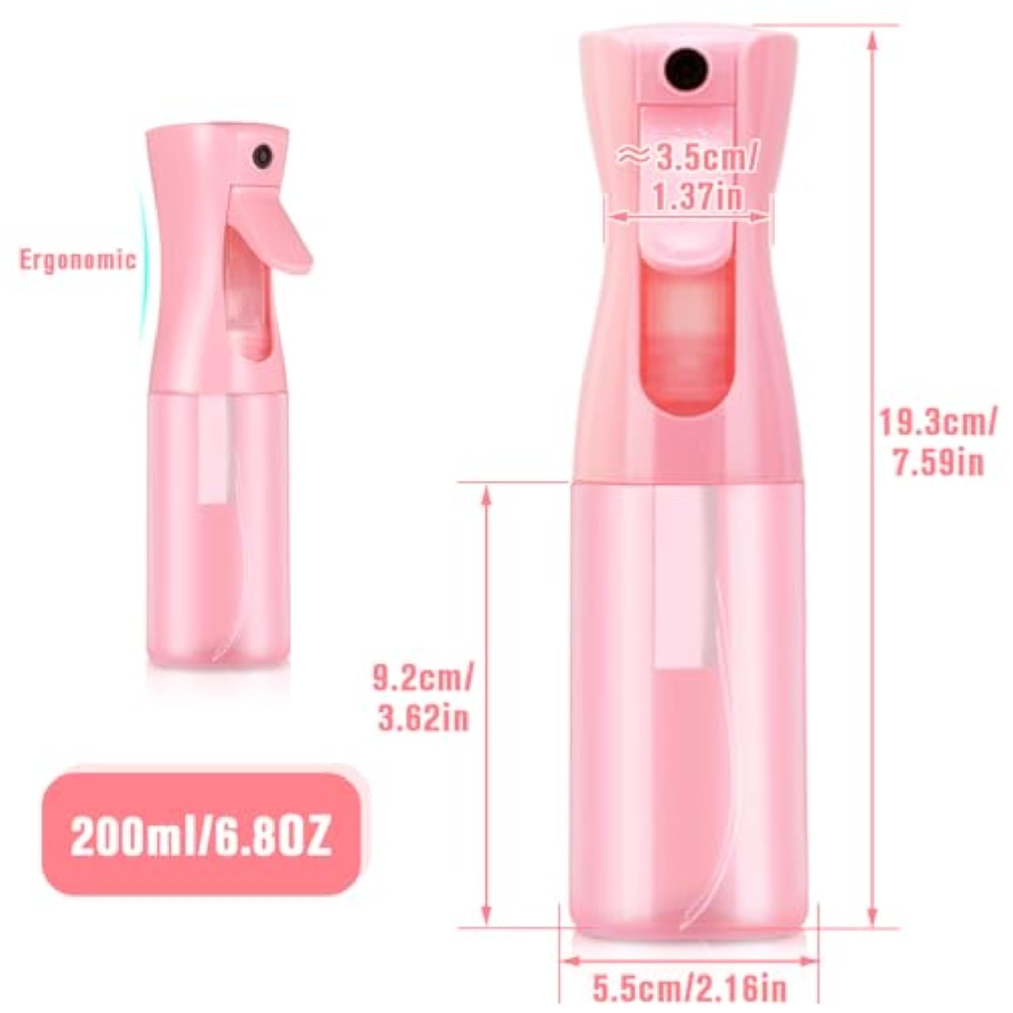 Double Pink Fine Mist Refillable Spray Water Bottle