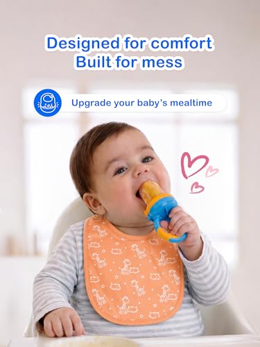 Image of Kidbea Organic Cotton Baby Bib, Adjustable Snap Closure Soft Absorbent Feeding Bibs Apron for Newborns & Infants Child With Cute Prints | Reusable Baby Essential