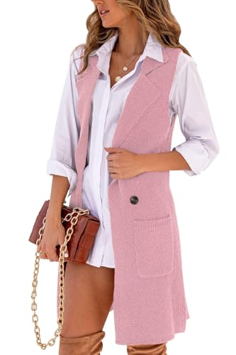 Image of IDEALSANXUN Womens Long Sweater Vest Fall Winter Sleeveless Knit Cardigan Outerwear
