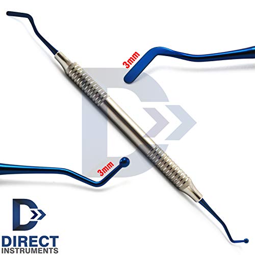 Direct Instruments 718-B Set Of 3 Dental Composite Filling Instrument Ball Tip Burnisher Flat Plastic Spatula Blue Titanium Amalgam Restorative Tools thumb #3