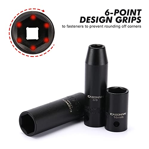 Casoman 1/2-Inch 70 Pieces Impact Socket Master Set, Sae & Metric From 5/16"-1-1/4",8-24Mm, Shallow/Deep Socket With Ratched Hand, Extension Bar And Adapters #TOP5