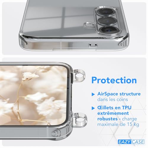 Coque silicone Galaxy S25 Plus avec lanière beige marron EAZY CASE - 5