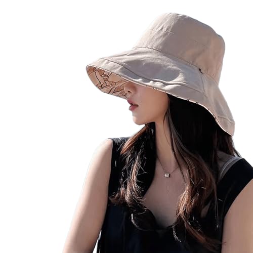 CLeemuziN Reversible Sun Hats for Women Summer Sun Protection Floral Liner Bucket Beach Hat Large Brim Spring Hats Foldable