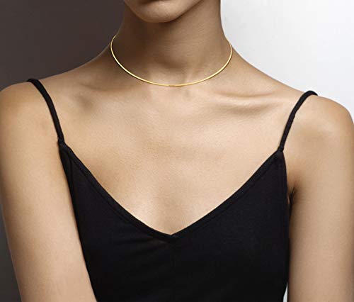 Miabella Solid 18K Gold Over Sterling Silver Italian 2Mm Or 2.5Mm Dome Omega Link Chain Necklace For Women 16+2 Adjustable Length 925 Made In Italy (2Mm) #TOP2